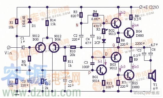 功率放大器輸入級為差動方式電路