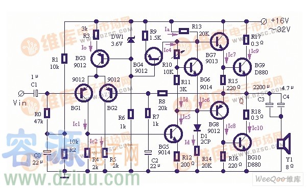 功率放大器使用恒流源的典型電路
