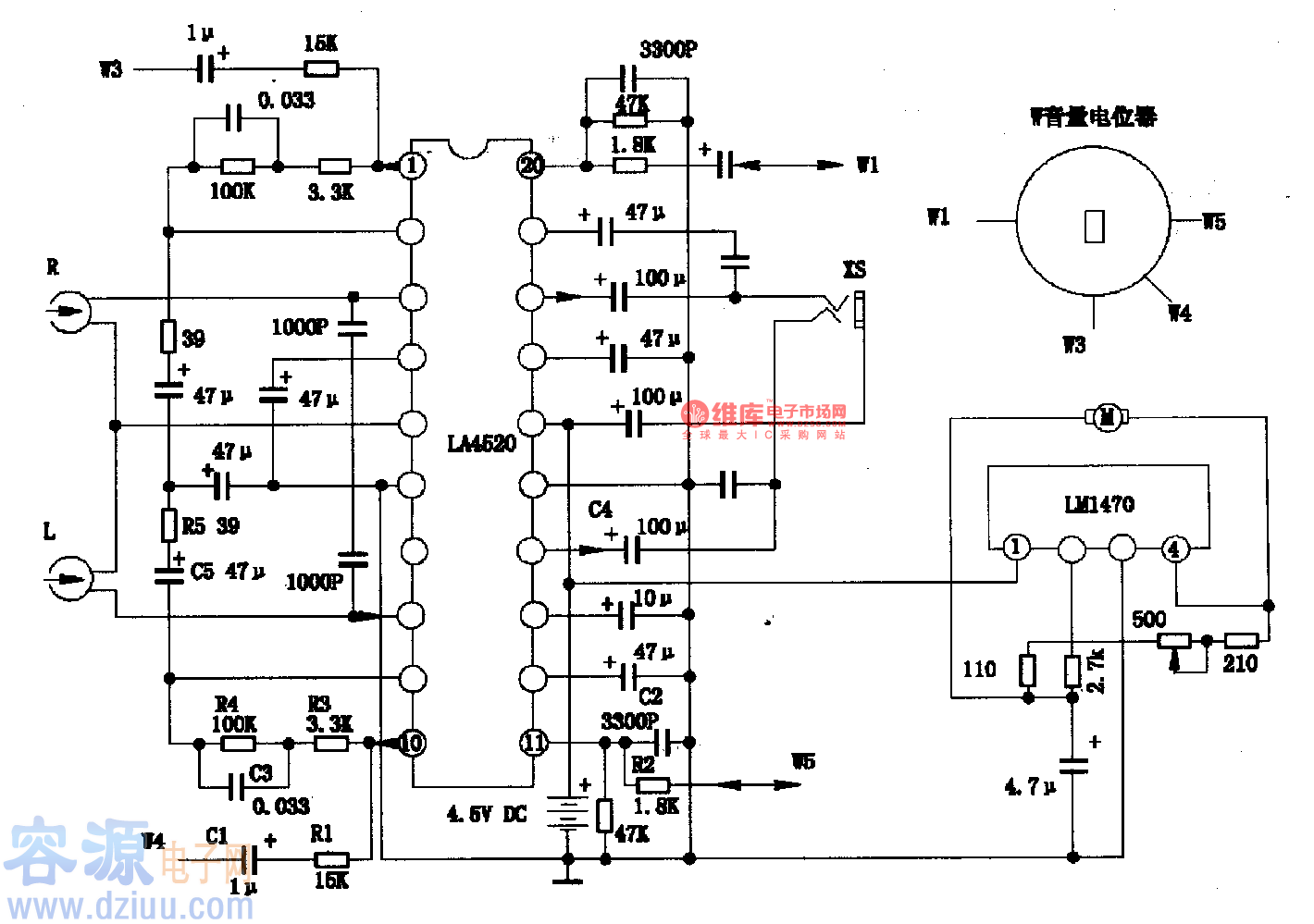 LA4520-單片立體聲放音柒成電路圖