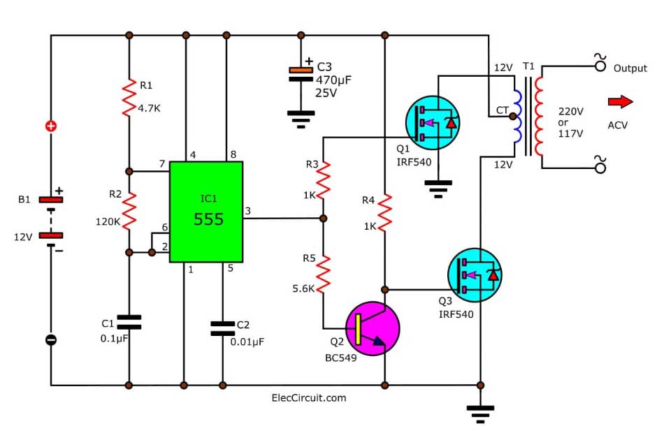 555逆變驅動電路圖-最簡單12v轉220v逆變器制作