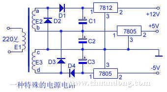 7805穩(wěn)壓電源電路圖二